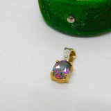 9ct Yellow Gold, Synthetic Sapphire & Diamond Drop Pendant Vintage c1990