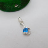 Sterling Silver Blue Topaz Drop Charm Pendant Vintage c1970