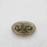 Silver Plated Egyptian Scarab Beetle Form Souvenir Brooch Antique c1930