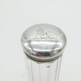 VIctorian Sterling Silver Lion Crested Cut Glass Vanity Jar Antique 1876 London