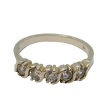 Sterling Silver 5 Stone CZ Half Eternity Band Ring Vintage c1970 Size N