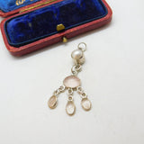 Sterling Silver Quartz and Pearl Dream Catcher Charm Pendant Vintage c1970