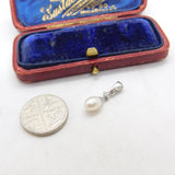 Sterling Silver and Pearl Drop Charm Pendant Vintage c1970