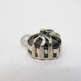 Sterling Silver Heart-Cut Onyx Set Drop Pendant Vintage c2000s