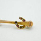 Edwardian 9ct Gold Blacksmith's Nail & Horseshoe Brooch Pin Antique c1910