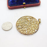 Sterling Silver Gilt Floral Large Drop Charm Pendant Vintage c1970