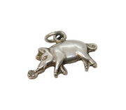 Sterling Silver Truffling Pig Charm Pendant Vintage c1970