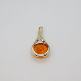 Sterling Silver Baltic Amber Peardrop Charm Pendant Contemporary c1990s