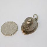 Sterling Silver Police Helmet Charm Pendant Vintage c1970