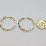 Pair of Sterling Silver Pale Lavender Hardstone Hoop Earrings Vintage c1970