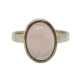 Studio Sterling Silver Cabochon Rose Quartz Dress Ring Vintage c1970s
