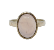 Studio Sterling Silver Cabochon Rose Quartz Dress Ring Vintage c1970s