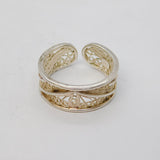 Sterling Silver Filigree Pattern Dress Ring Vintage c1970 Size Q UK