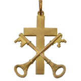 19th Century Gilt Metal Crossed Keys of St. Peter Fob Pendant Antique c1880s