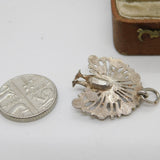 Sterling Silver Paste Set Peacock Charm Pendant Vintage c1970