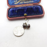 Pair of Sterling Silver Amber Bead Cabochon Stud Earrings Vintage c1970