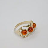 Sterling Silver Baltic Amber Cut-Out Butterfly Ring Vintage c1970 Size N 1/2