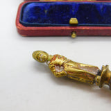 Victorian Cast Brass & Cold Painted Seal Stamp 'DC' Initial Soldier Novelty Form