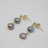Pair of Sterling Silver Purple Freshwater Pearl Stud Earrings Contemporary c2015