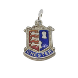 Sterling Silver Enamel Chester Shield Charm Pendant Vintage c1970