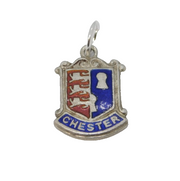 Sterling Silver Enamel Chester Shield Charm Pendant Vintage c1970