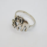 Sterling Silver Adult & Baby Elephant Studio Band Ring Vintage c1990 Size Y 1/2