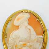 Victorian Rolled Gold Carved Shell Classical Scribe Cameo Brooch Antique