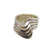 Sterling Silver 5 Strand Twist Front Wide Studio Ring Vintage c1990 Size O 1/2