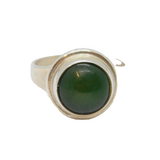 Sterling Silver New Zealand Nephrite Jade Studio Ring Vintage c1990 Size L 1/2