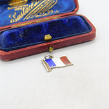 Sterling Silver & Enamel French Flag Charm Pendant Antique c1920 Art Deco