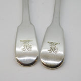 George IV Pair of Sterling Silver Wheat Sheaf Crest Mustard Spoons Antique 1821