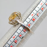 Sterling Silver Champagne Topaz & Sapphire Cluster Ring Vintage c1970 Size N 1/2