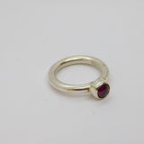 Sterling Silver Cabochon Almandine Garnet Studio Dress Ring Modern 1995 Size M