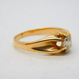 Victorian 14ct Gold & 0.2ct Diamond Solitaire Ring Antique c1900s