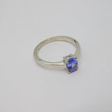Sterling Silver Oval Tanzanite Solitaire Dress Ring Vintage c1970 Size N 1/2