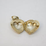 Sterling Silver Patterned Textured Puff Heart Locket Pendant Vintage c1970