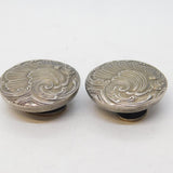 French Art Nouveau 18ct Gold & Sterling Silver Stud Buttons Antique c1890s