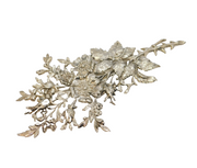 Large Silver Plated Floral Wreath Brooch Pin Vintage 1970s