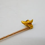 Victorian Boxed Small 22ct Gold & Ruby Fox Mask Stick Pin Antique c1880s
