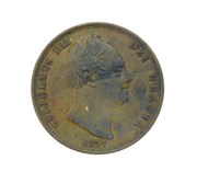 King William IV Copper Half Penny Coin Antique 1837 Fine Condition