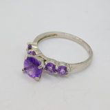 Sterling Silver 5 Amethyst Dress Band Ring Contemporary c2000 Size T 1/2