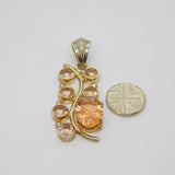 Sterling Silver 7 Morganite Organic Shapes Long Drop Modern Vintage c1990s