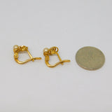 Pair of Sterling Silver Gilt Pearl & Paste Leverback Earrings Vintage c1970