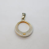 Sterling Silver Natural Shell Open Circle Pendant Contemporary c1990s