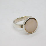 Sterling Silver Mother Of Pearl Modernistic Dress Ring Modern c2000 Size Q
