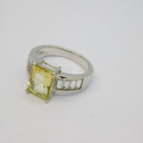 Sterling Silver Citrine & White Sapphire Dress Ring Vintage c1970 Size O