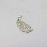 Sterling Silver Cutwork Owl Charm Pendant Vintage c1970