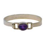 Studio Sterling Silver Cabochon Amethyst Bangle Bracelet Vintage Edinburgh