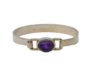 Studio Sterling Silver Cabochon Amethyst Bangle Bracelet Vintage Edinburgh