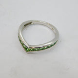 Sterling Silver Peridot Set Wishbone Dress Band Ring Vintage c1990 Size P 1/2